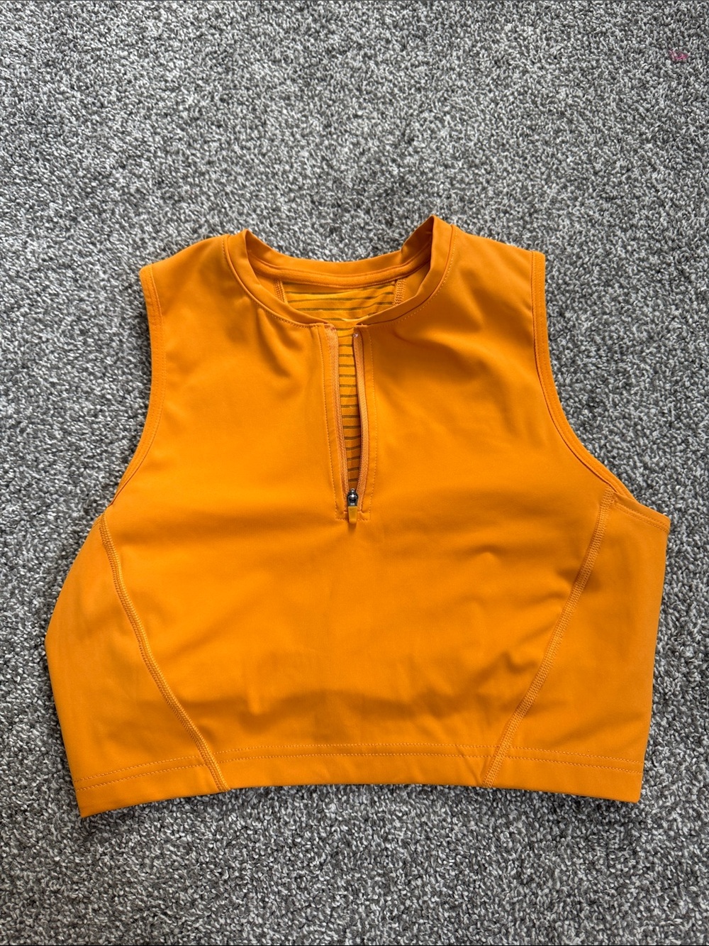 Nike Sleeveless Crop Top in Bright Orange with Front Zip